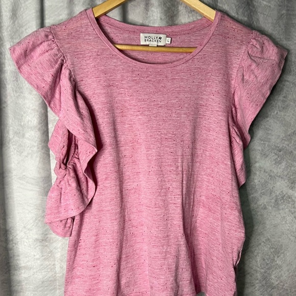 Molly Bracken Pink Ruffle Sleeve Women's Top - Large - Picture 7 of 12